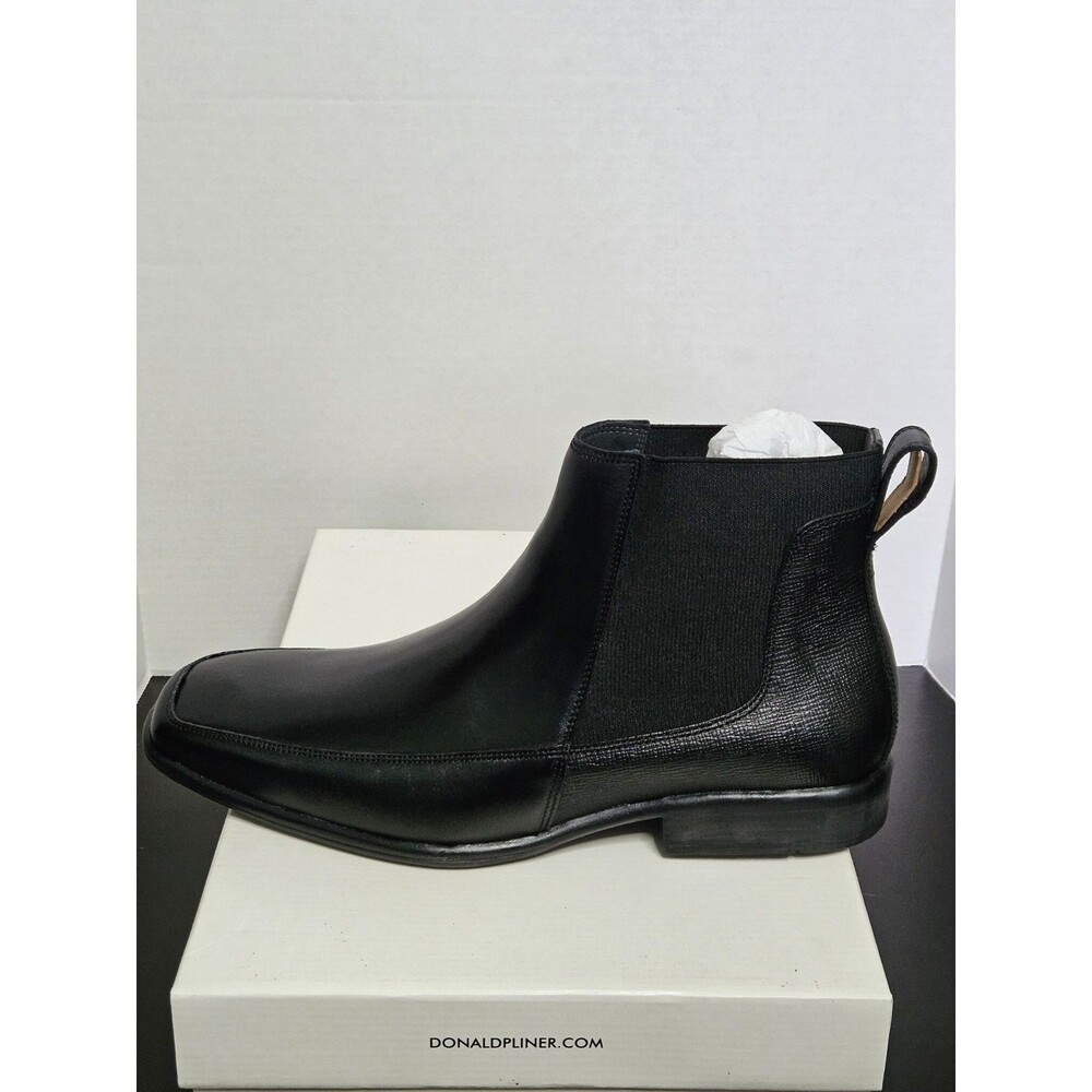 Sz 12 - Donald Pliner Gunterel Mens Embossed Black Chelsea Dress Boots